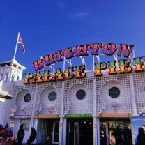 A picture of a pier with the heading “Brighton palace pier”