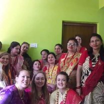 With the women of the village