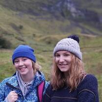 My best friend, Liv, and I after a rainy hike in the Irish countryside