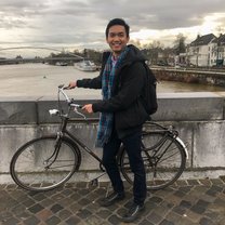 My bike and I over the river Maas