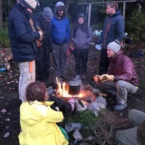 A dinner around the fire during our canoe trip! 