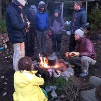 A dinner around the fire during our canoe trip! 