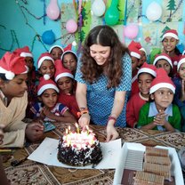 Even though the girls at the Boarding Home don't celebrate Christmas, they welcomed me with a cake and Christmas songs & decoration before the Winter holidays.