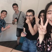 The class with teenagers  The class with teenagers