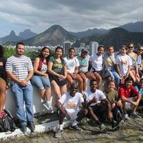 Group of students pose in Rio de Janeiro