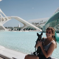 Walking my host mothers dog through the city of arts and sciences 