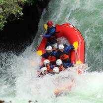This is an image of some of us white water rafting down the largest rafter waterfall in the world!