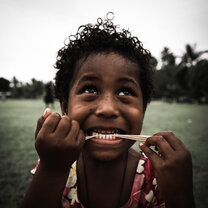 Sweet kiddo, Nessy, who we met at our homestay village in Fiji