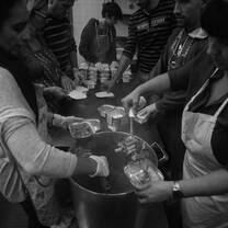 cooking and distributing meals