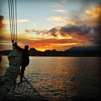 Anchor watch during sunrise at Mauritius