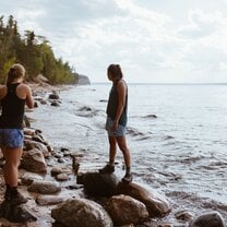 Taking a break: Pictured Rocks National Lakeshore backpacking trip
