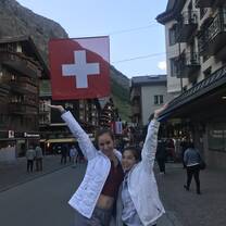 My friend and I exploring the small Swiss town of Zermatt.