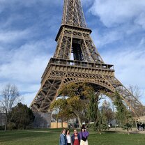 A couple of my friends and I in front of the Eiffel Tower in Paris!