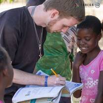 Helping village kids with homework