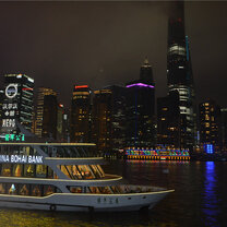 Boat cruise on Huangpu river the Bund in Shanghai