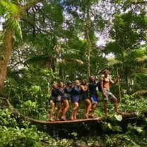 My friends and I hiking in Arenal Volcano National Park