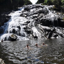 Excursions - Swimming in the falls. Excursions -Swimming in cold pure mountain water