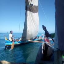 Local fisherman taking us out on their boats called Pirogues
