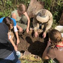 2019 Semester Program students making biodynamic compost