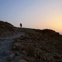 Climbing up the side of Masada to try and see the sunrise from the top.