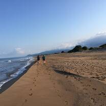 Walking down the beach in the early morning