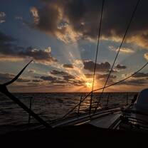Beautiful sunset from the sailboat on the way to Cyprus