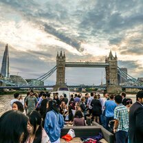 Views of Tower Bridge and The Shard from the UCL Summer School End of Summer Boat Party Views of Tower Bridge and The Shard from the UCL Summer School End of Summer Boat Party