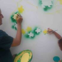 Marine mural and  kids art marine life education workshop