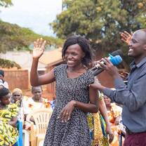 At a community gathering/celebration in Kiteza village 