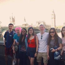 Students from the Global London module pose across the river from the Houses of Parliament and Big Ben Students from the Global London module pose across the river from the Houses of Parliament and Big Ben