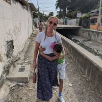Stephanie with one of the children from the Boston neighborhood