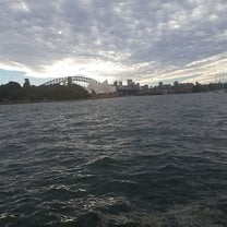 Sydney skyline with the Opera House in the background. 