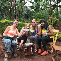sipping local fresh coffee with other volunteers!