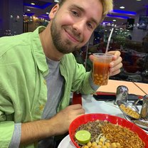 Me eating Koshary