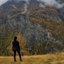 This picture is of me taking in the views of the Alps halfway through our hike to the Charles Kuonen Suspension bridge in Randa, Switzerland!