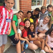 Happy faces during a camp scavenger hunt!