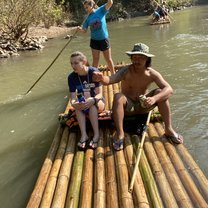 Learning how to bamboo raft! 