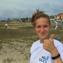 NGO Taxi volunteers clearing plastic pollution off the beach
