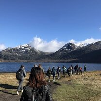 Group hike in Chile Beauitful mountains near Argentina border