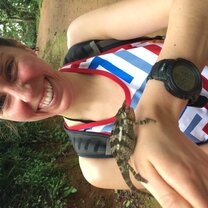 Chameleon on waterfall hike