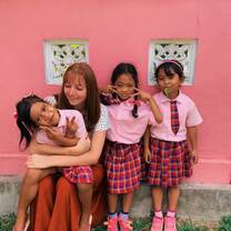 Picture of me and some of my kindergarten students