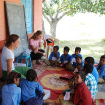 Volunteer with children