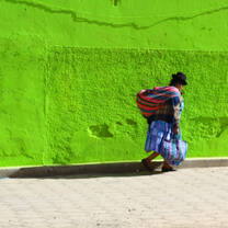 Bolivian woman walking