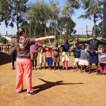 Volunteer and children