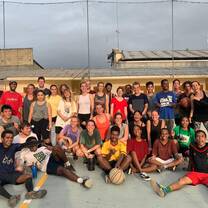 Soccer and basketball with the locals