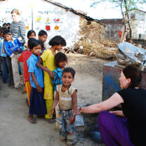 Volunteer with children
