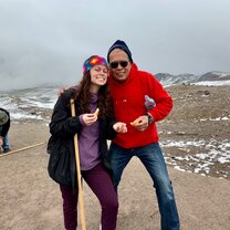 My dad and I half-dead on top of Rainbow Mountain Rainbow Mountain