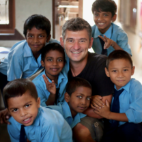 Volunteer with children