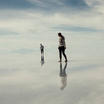 Walking across the salt flats
