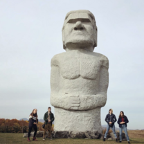 Experiencing the moai of Hokkaido.